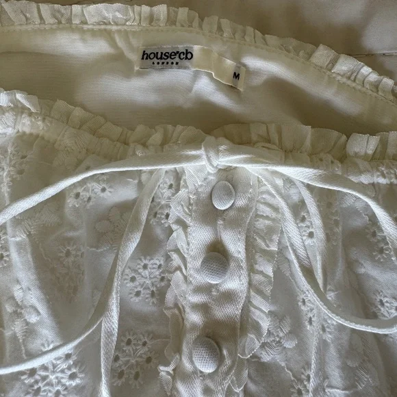 House of CB White Eyelet Lace-Up Tank Top - Picture 8 of 8